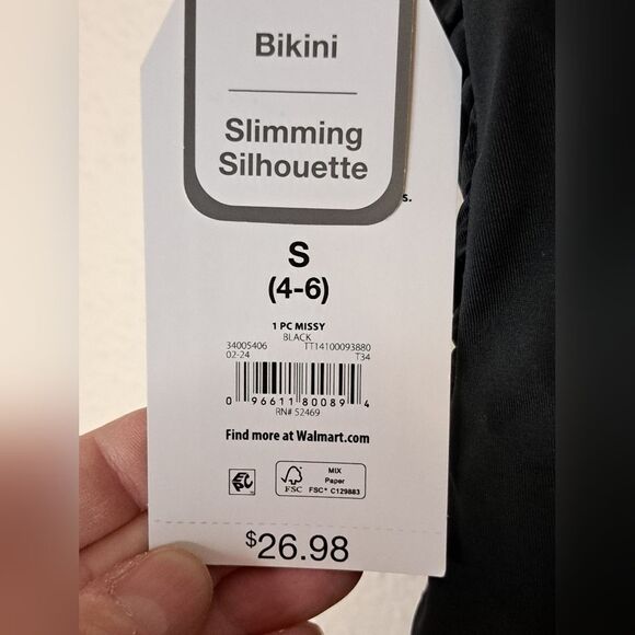 Black one piece bathing suit size small NWT - Picture 3 of 3